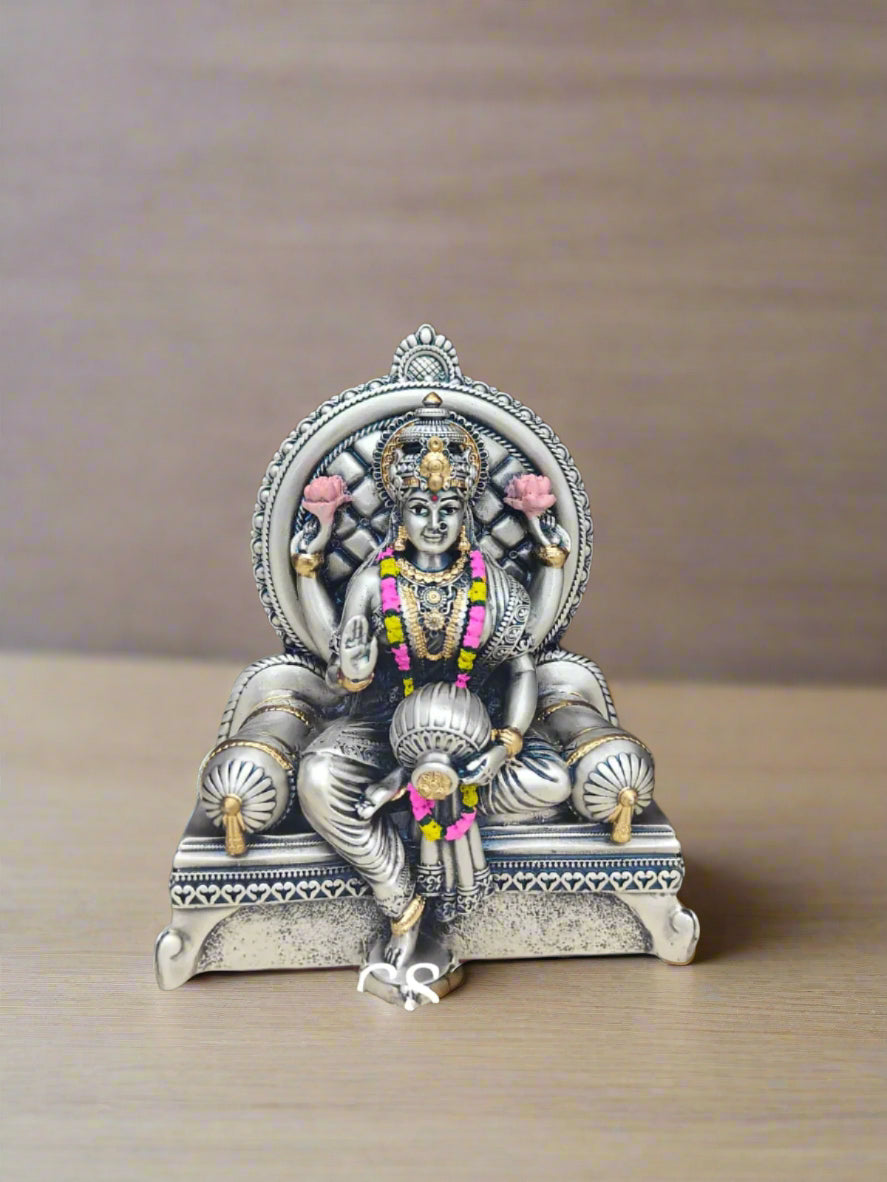 antique finish german silver lakshmi idol for home décor/ gift item